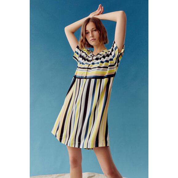 New Anthropologie Peter Som Naxos Striped Tunic Mini Dress $148 XS / S Yellow - Picture 1 of 9
